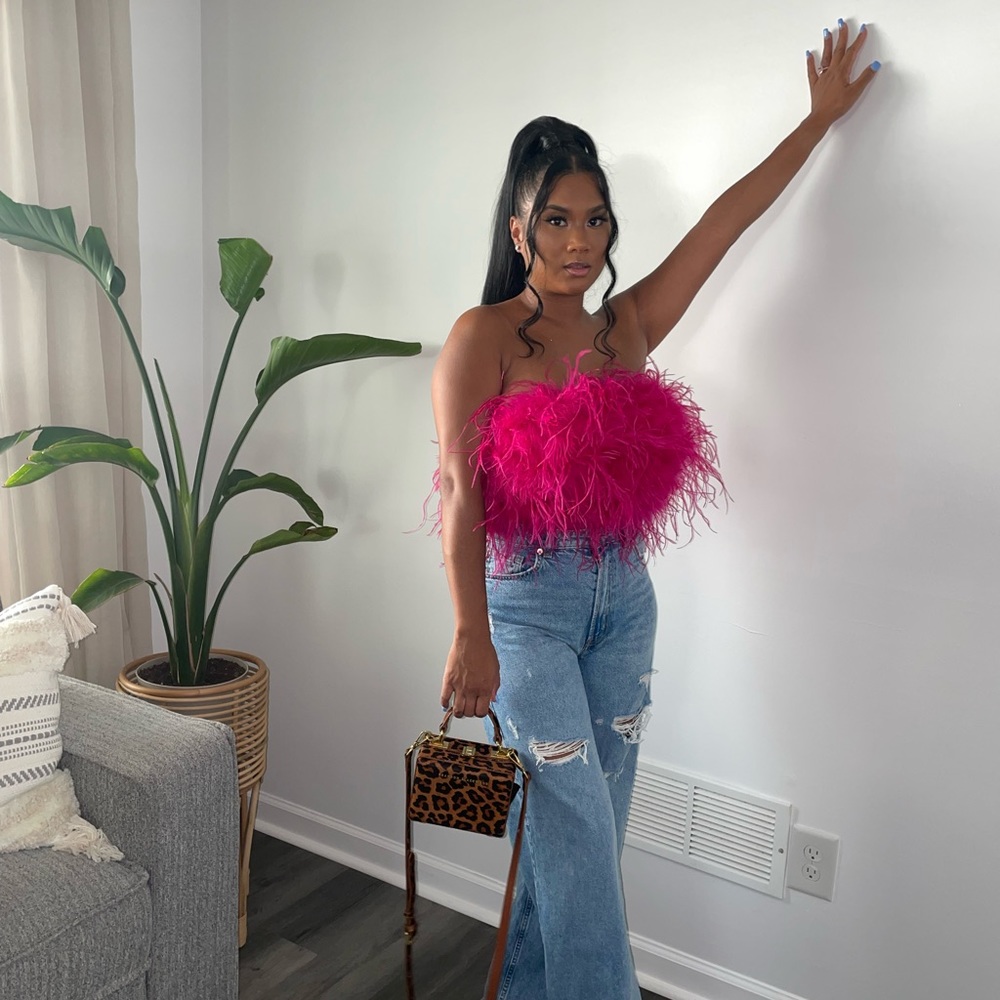 Pink Ostrich Tube Top